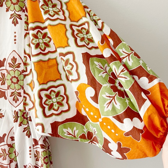 La DoubleJ Portofino Dress XS Partenope 1970s Tile Print Cotton Poplin Midi NWT - Picture 6 of 9